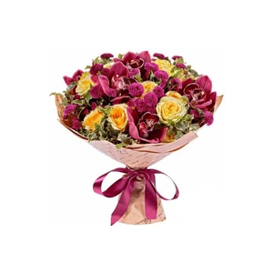 Segakimp orhideega 35cm roosades toonides