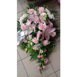 Matuse kimp aluse peal suur roosa valge 75cm