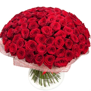 Rikkalik kimp punastest roosidest 101tk., 70cm