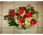 Matusepärg diam.50cm sin., valget, koll. värvi lilled