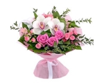 Segakimp orhideega 35cm heleroosades toonides