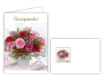 Õnnitluskaart kahepoolne roosade roosidega