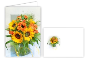 Õnnitluskaart 15x10,5cm kassi ja lillega
